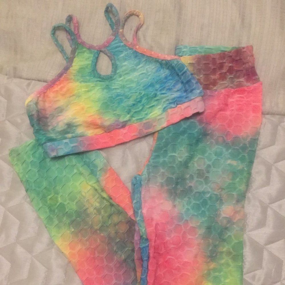 Honeycomb Scrunched Butt Leggings Workout Set TikTok